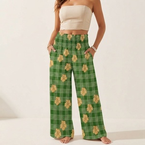 <strong>Women's</strong> Hawaiian Style <strong>Trousers</strong> High Waisted Elastic Hoop Aloha Palaka Hibiscus Flowers Print Custom Milk <strong>Silk</strong> Soft <strong>Women</strong> Pants - Product Image 3