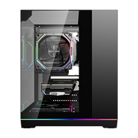Casing PC ESGAMING Full Tempered Glass Seaview RGB Panoramic View Mid Tower, Casing Komputer Desktop Elegan