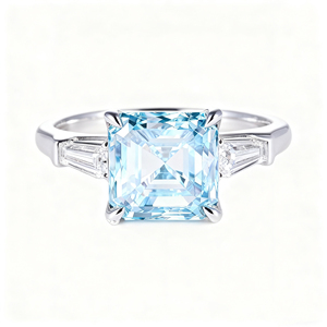 Anello con Diamante Blu Fancy Taglio Asscher Certificato IGI in Oro 18K, Perfetto per Matrimoni e Regali, Direttamente dalla Fabbrica - Product Image 1