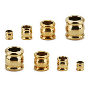 Stainless Steel Barrel Beads for Leather Cord Bracelets | Gold & Silver Plated <b>Spacer</b> Beads | Jewelry DIY Accessories - Product Image 2