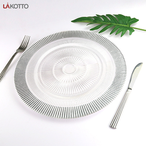 Platos de cena de boda para eventos, de lujo, de vidrio transparente dorado - Product Image 3