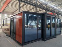 Module préfabriqué extensible en kit, maison conteneur de 40 pieds, utilisation pour bureau ou bâtiment, panneau sandwich en acier, énergie solaire, design moderne