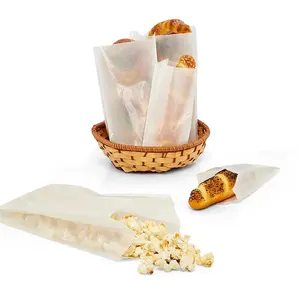 Túi giấy thực phẩm bánh mì Trắng Kraft thực phẩm túi giấy glassine Kraft Cookie kẹo sọc khoai tây chiên bỏng ngô bao bì túi giấy
