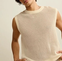 Débardeur en coton premium pour homme, maille ouverte texturée, personnalisation de marque privée, fabrication sur mesure, entièrement fini