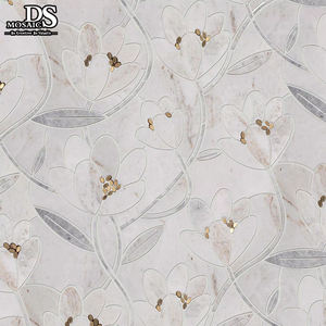 Mosaico Floreale per Decorazione Domestica, Bellissimo Elemento Decorativo <span class=keywords><strong>con</strong></span> Ottone per Pareti, Mosaico Floreale in Marmo Misto <span class=keywords><strong>con</strong></span> Taglio a Idrogetto per Villa - Product Image 2