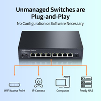 Commutateur réseau de bureau non géré 8 ports RJ45 2.5 Gb/s avec capacité de commutateur ethernet QoS 10G logiciel matériel informatique