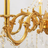 Lustre suspendu en cristal et laiton de style européen avec finition dorée, grand modèle pour salle à manger, luminaires de luxe