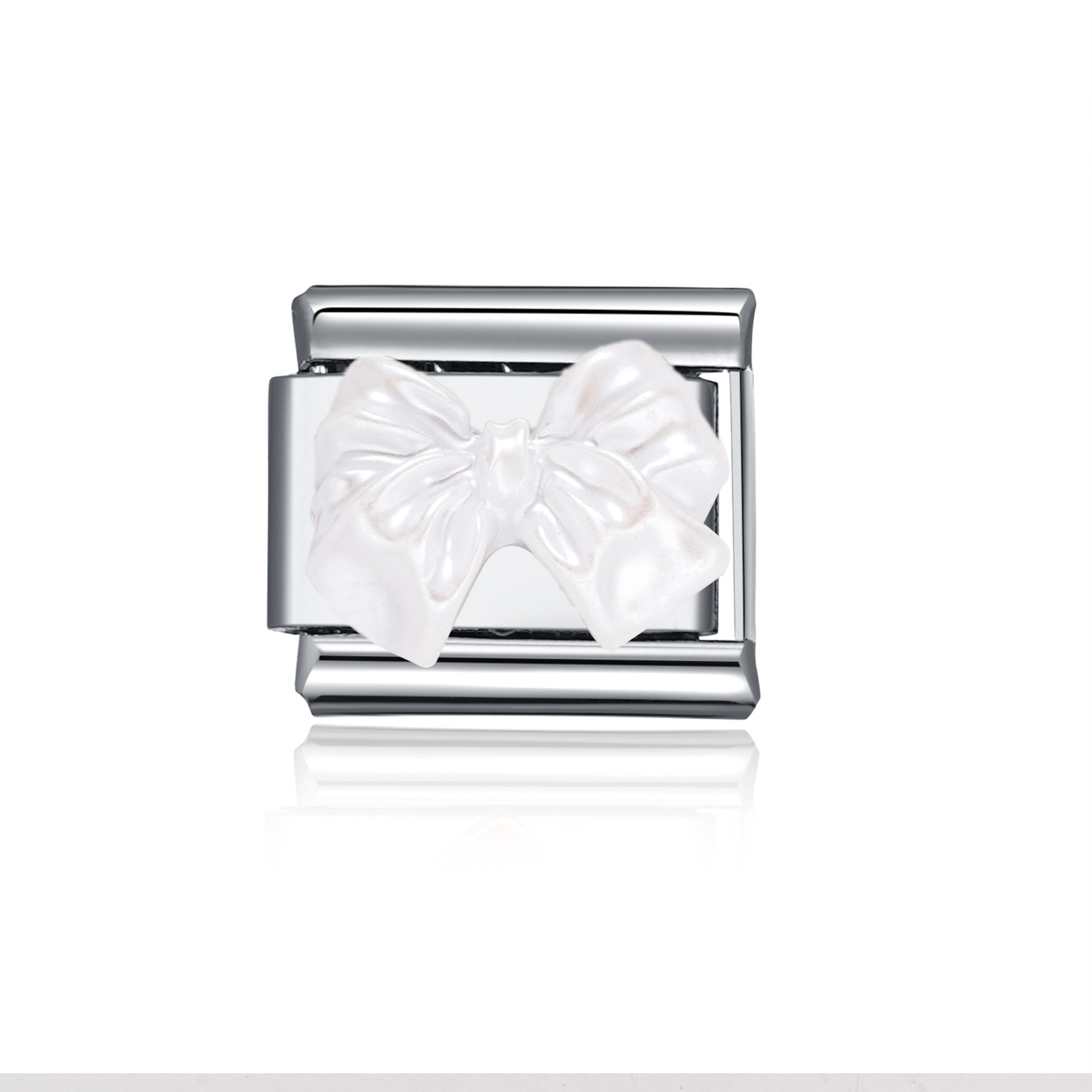 Bracelet module nœud argenté et blanc