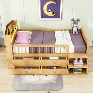 Двухъярусная кровать из сосны с 4 ящиками, полными бортиками, закругленными краями – современный дизайн, экологичная, прочная, безопасная для детей, для спальни - Product Image 4