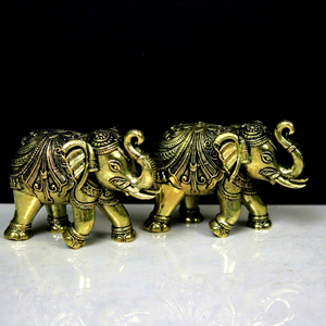 Handcrafted Brass <b>Elephant</b> Figurine (Single) Antique Finish Decorative <b>Elephant</b> Statue Home Office <b>Decor</b> - Product Image 1