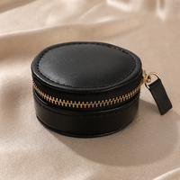 Boîte de rangement de bijoux en velours avec Logo personnalisé, organisateur de bijoux, petite boîte ronde Portable, boîte à bijoux de voyage