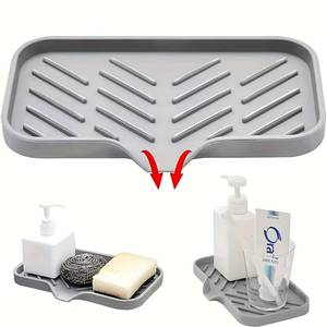 MUYULINS Silicone <b>Rack</b> Kitchen Tray with Hole Countertop Cleaning <b>Sink</b> Drain Mat Suitable for Brushes, Sponges, Soap - Product Image 5