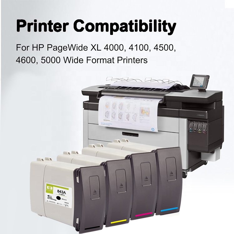 HP843A 843C Ink Cartridges - Remanufactured for HP XL Printers