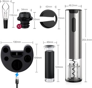 Ouvre-bouteille de <span class=keywords><strong>vin</strong></span> électrique rechargeable coffret cadeau coupe-feuille métallique aérateur verseur <span class=keywords><strong>pompe</strong></span> <span class=keywords><strong>à</strong></span> <span class=keywords><strong>vide</strong></span> et 2 bouchons de <span class=keywords><strong>vin</strong></span> - Product Image 3