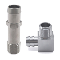 Pendingin Otomatis Universal 90 °   Kit Sambungan Selang Air, Konektor Lurus 3/4" Barb dengan Ulir 1/2NPT & Sambungan Lengkung Aluminium 5/8" Barb