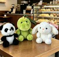 Porte-clés en peluche animaux mignons, sangle courte en peluche 12 cm, rembourré en coton, 3 styles : Panda, Dinosaure, Lapin, poupée en peluche moelleuse, breloque de sac