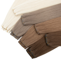 Extensions de cheveux humains Genius Weft 100% Remy à double trame avec trame fine, plate et flexible pour une pose professionnelle sans couture en salon