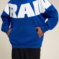 Sudadera con Capucha Personalizada para Hombre, Azul, con Letras Grandes Estampadas, Estilo Casual Urbano, Deportivo