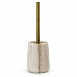 Juego de Accesorios de Baño de 4 Piezas de Mármol con Diseño de Madera de Cristal, Dispensador de Jabón de Piedra Beige Natural, Juego de Accesorios de Baño - Product Image 6