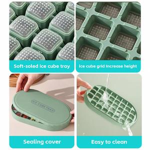 Paquete de 2 bandejas para cubitos de hielo de calidad alimentaria con tapa y pala para hielo, bandeja para 72 cubitos de hielo con base de silicona de fácil desmolde, moldes de hielo apilables para congelador - Product Image 4
