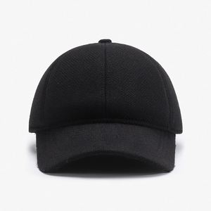 Casquette de baseball d'hiver personnalisée pour homme, style vintage, en laine unie, réglable, à 6 panneaux, simple et chaude, pour le quotidien, vente en gros - Product Image 6