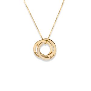 Collier tendance en acier inoxydable avec cercles géométriques entrelacés, gravable avec un nom, plaqué or/argent, cadeau pour femmes, famille/amies - Product Image 3