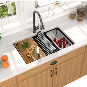 Évier de cuisine en quartz fait main à encastrer QS-8048GW, cuve simple, épaisseur 10 mm, surface mate, design moderne, garantie 3 ans - Product Image 1