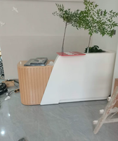 Bureau d'accueil d'angle en L moderne en bois coloré Tianyi, durable, écologique, pour usage commercial, avec classeur intégré