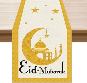 Runner da Tavola con Motivi Floreali e Stelle <span class=keywords><strong>Rosa</strong></span>, per Ramadan ed Eid, Decorazione Estiva per <span class=keywords><strong>Cucina</strong></span> e Sala da Pranzo, per Casa e Feste - Product Image 2