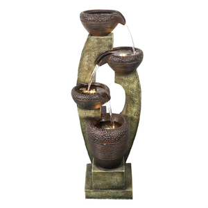 Fontaine d'extérieur moderne de 40 pouces de hauteur, design contemporain, décoration de jardin et de patio, matériau en pierre résistant à l'eau - Product Image 1