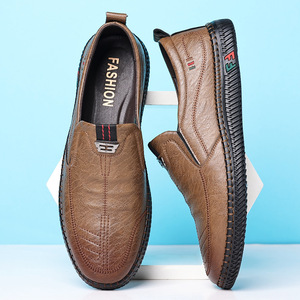 Zapatos Casuales de Piel para Hombre, Estilo Slip-On, Suela Suave, Tacón Bajo, Suela de Goma, para Caminar y el Tiempo Libre - Product Image 3