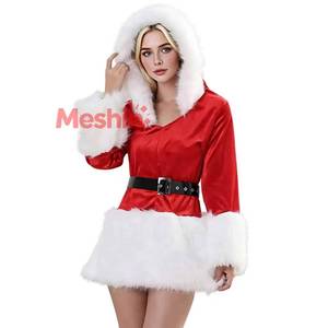 Nouvelle robe de Noël rouge sexy pour femmes, style européen et américain, avec ceinture, costumes de personnages de films et de séries télévisées - Product Image 4