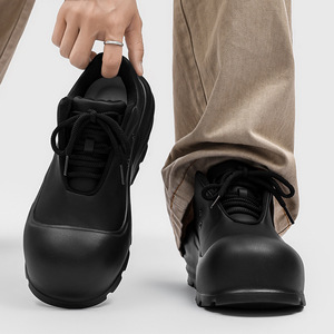 Zapatos casuales de caña alta con suela gruesa de cuero y goma PU, estilo Monk Strap para hombre, con aumento de altura, suela robusta y forro de malla. - Product Image 2