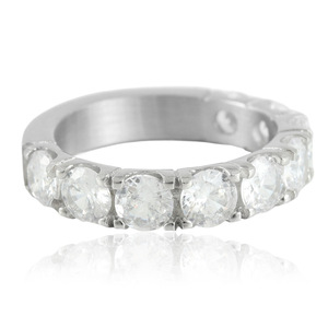 European Style <b>Titanium</b> Steel White Gemstone <b>Ring</b> Prong Setting Women's Fashion Jewelry 210131 - Product Image 1