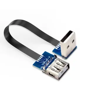 FPC USB sudut kanan pria ke usb Wanita konektor PCB pemasangan 90 derajat siku USB2.0 A2Male ke A4Female 5pin kabel fleksibel datar