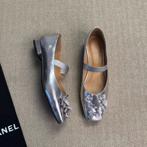 Zapatos Planos de Ballet con Punta Cuadrada y Lazo al Estilo Francés, Parte Superior de Cuero Genuino Impermeable, Ligeros, Zapatos Mary Jane para Mujer - Product Image 5