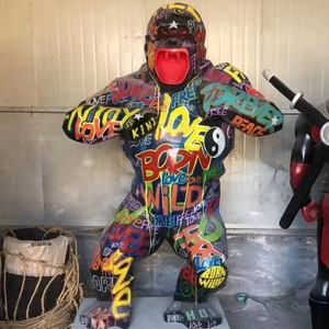 Pop Art Hot Selling Animal FRP Resin Sculptures Custom Made <strong>Life</strong> <strong>Size</strong> <strong>King</strong> <strong>Kong</strong> Apes Chimpanzee Gorilla Statues - Product Image 4