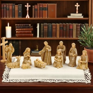Sculpture de mangeoire à chevaux en résine, 10 pièces, art peint à la main, thèmes de la musique féerique, de l'amour, pour la commémoration de Jésus-Christ - Product Image 3