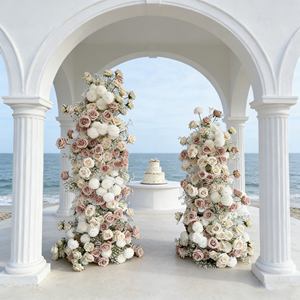 Décoration de mariage romantique en gros : Arche de fleurs artificielles en soie blanches, roses et rouges, toile de fond et tour à gâteaux pour cérémonie de mariage et fête - Product Image 3