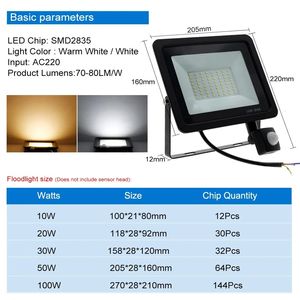Projecteur 50W 100W 240V <span class=keywords><strong>Spot</strong></span> 110V 30 Watts avec capteur - Product Image 2