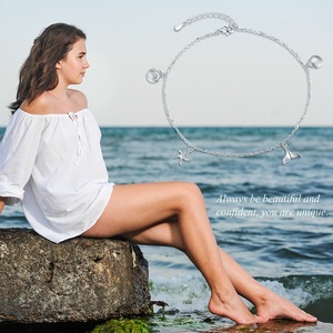 <span class=keywords><strong>Tobilleras</strong></span> de Plata de Ley 925 con Diseño de Estrella de Mar, Concha de Ballena y Estilo Bohemio Oceánico - Product Image 2