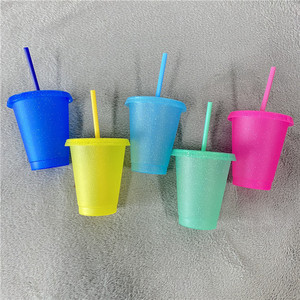 USA LGBT <strong>Pride</strong> 16oz 24oz glitter Reusable Frosted plastic ice cold Collection Pack Of 5 Reusable glitter Cups for cold water drinks - Product Image 2