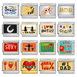 Nouveaux mots anglais personnalisés 100% PAPA NANA AMOUR SEXY Charme italien à clipser pour bracelet en acier inoxydable de 9 mm pour la fabrication de bijoux DIY - Product Image 1