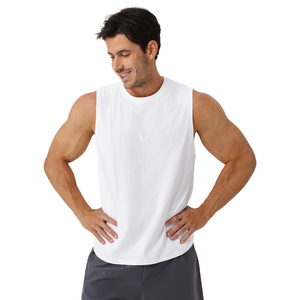 بلوزة UPF50 من البوليستر للرجال فضفاضة جيدة التهوية + صدرية برقبة دائرية مضادة للميكروبات ملابس رياضية سريعة الجفاف بدون أكمام للياقة البدنية تانك توب - Product Image 5