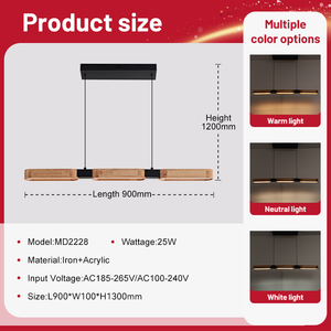 Lampada a Sospensione Lineare Personalizzabile OEM per Ristoranti e Bar, Paralume in Acrilico Effetto Legno, <span class=keywords><strong>Lampadari</strong></span> e Luci Pendenti Intelligenti - Product Image 3