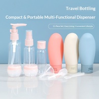 Ensemble de 11 flacons de voyage approuvés par la TSA, étanches, sans BPA, réutilisables pour le shampoing, la lotion, les cosmétiques, le kit de toilette