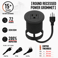 Stopkontak Listrik Bulat Single Outlet Power Hub, Soket Ekstensi Terpasang Rata untuk Meja, Mobil, Meja Kerja, Sofa