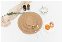 Napperon en jute tissé, tapis rond en jute pour décoration de table, tapis de casserole pour hôtel et restaurant
