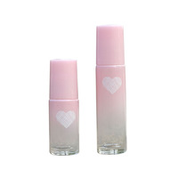 Flacon roll-on en verre rose dégradé avec boule de jade, 5 ml, 10 ml, avec logo personnalisé, motif cœur mignon