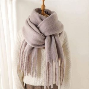 Chales de Pashmina Lisos de Color Sólido al por Mayor, Elegantes y Cálidos para Invierno, Chales de Mohair de Lujo para Mujer - Product Image 5